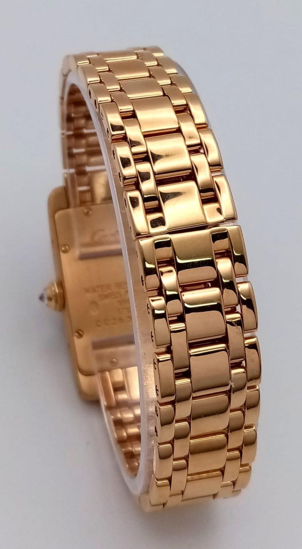 An 18K Gold and Diamond Cartier Tank Americaine Ladies Watch. 18K gold bracelet and case - 19mm - Image 6 of 8