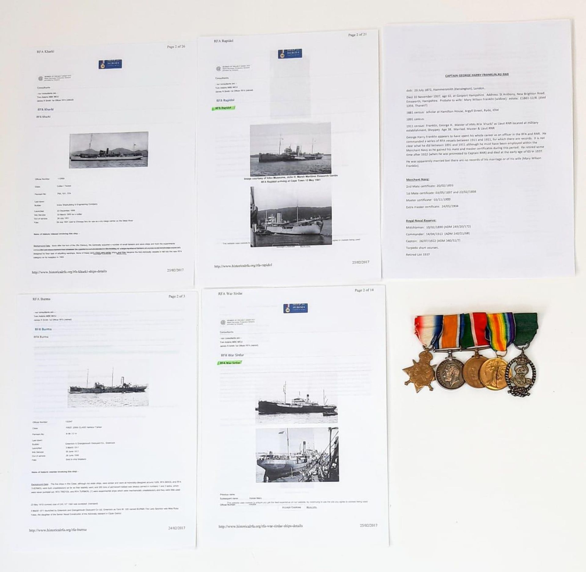 An interesting WW1 and long service group of five medals to a senior Royal Naval Reserve officer who - Bild 2 aus 10