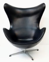 A signed Fritz Hansen example of Arne Jacobsen Egg chair, dated December 1963 in the original