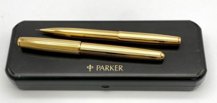 A Gilded Parker Pen Set - Ballpoint and Pencil.