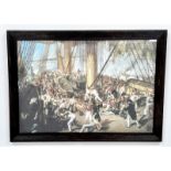 A Vintage Hardwood Framed and Glazed, Coloured Print of the ‘Death of Lord Nelson at Trafalgar’