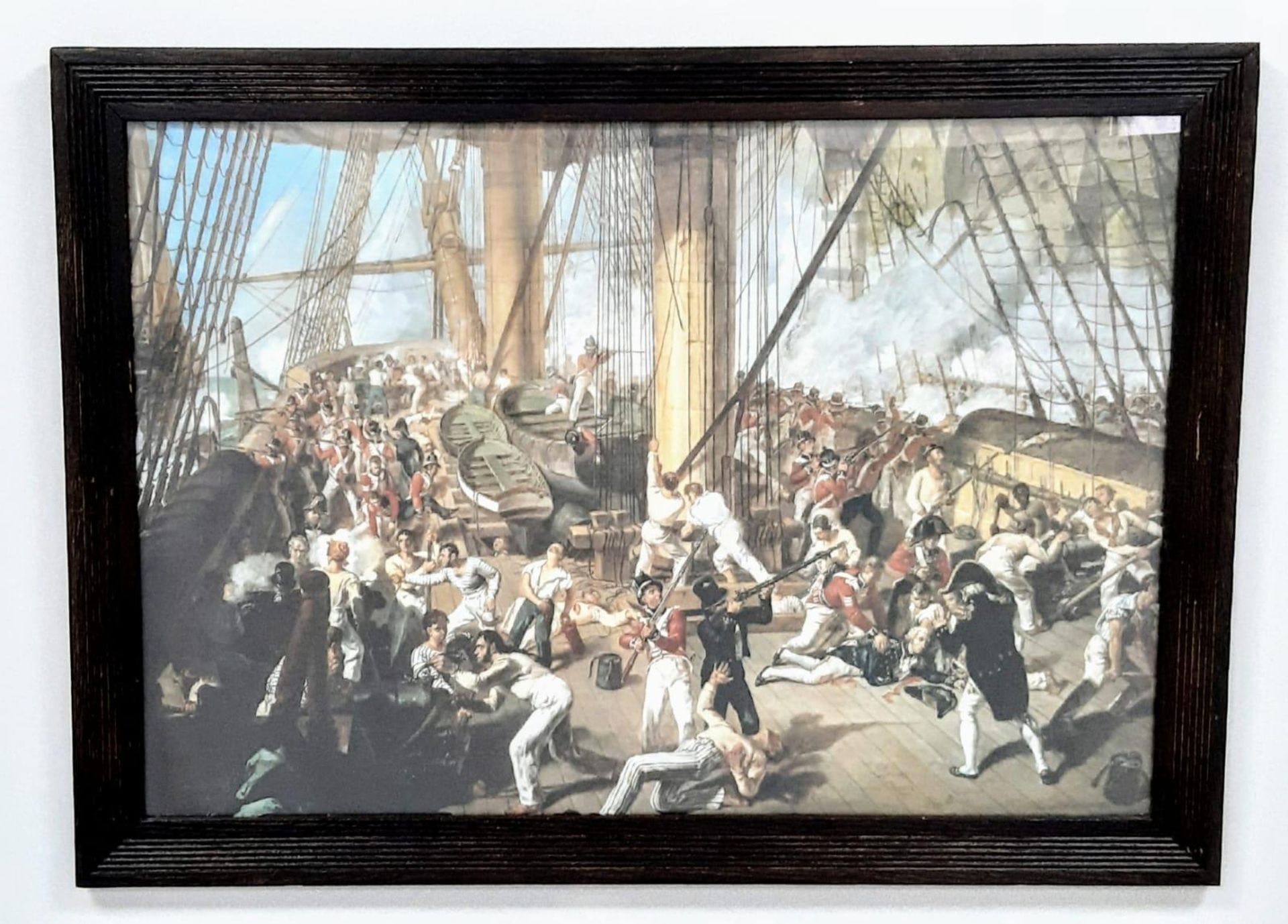 A Vintage Hardwood Framed and Glazed, Coloured Print of the ‘Death of Lord Nelson at Trafalgar’