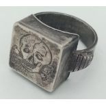 3rd Reich Waffen SS Totenkopf (Death’s Head) Division Bespoke Made Silver Ring with hidden