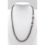 A 925 Silver Necklace, ornately linked and designed with a S clasp. Measures 44cm in length. Weight: