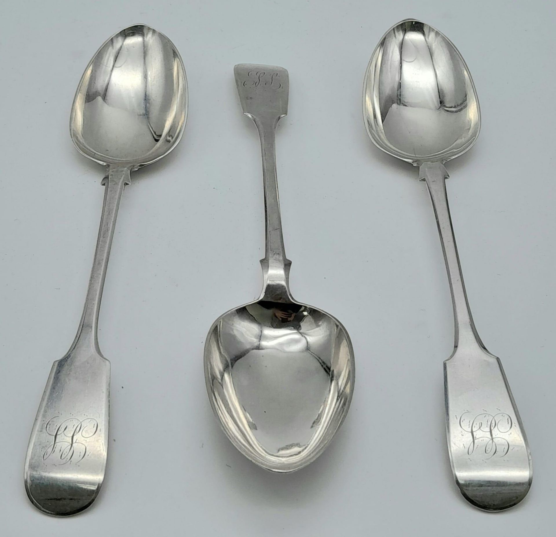 Spoon rarely get much better than this. A trio of Georgian, Edinburgh Silver, 1847 large monogrammed - Image 2 of 5