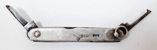 An Antique Hallmarked 1891/92 Silver Penknife believed to be by Brookes & Crookes Sheffield. 7.5cm