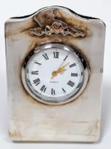 A Hallmarked 2007 Silver Cased Easel Back Clock by Kitney & Co. Silversmith. 7.5cm Tall. New Battery