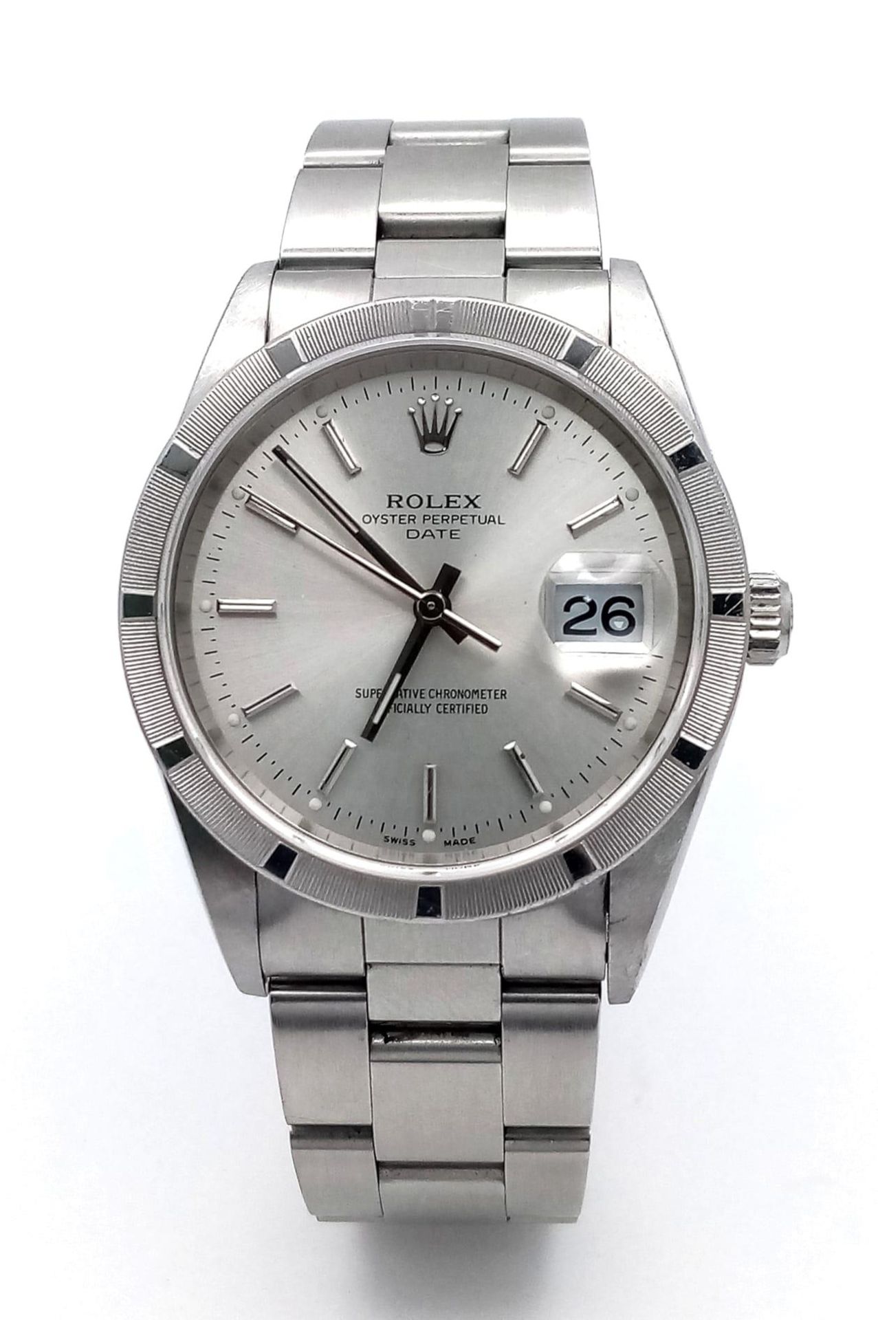 A Rolex Oyster Perpetual Datejust Gents Watch. Stainless steel bracelet and case - 35mm. Silver tone - Image 2 of 8