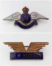 Two Vintage Badges - A New Hudson Motorcycle Badge and an RAF Sweetheart Badge.