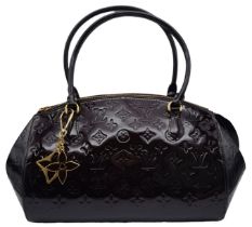 Louis Vuitton Sherwood PM Shoulder Bag. Features a Purple Monogrammed Patent Leather exterior with