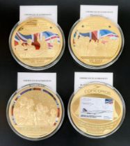 Parcel of 4 Minted Jumbo Commemorative Coins. 1) Concorde, First Scheduled Flight Coin 2) Remember