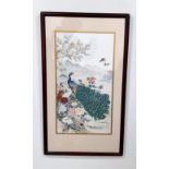An Excellent Condition, Rare 1980’s, Teak Framed and Glazed, Original Hand Painted Japanese Silk