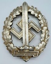 WW2 German SA Disabled Veterans Sports Badge. A silver grade example depicting a Roman broad