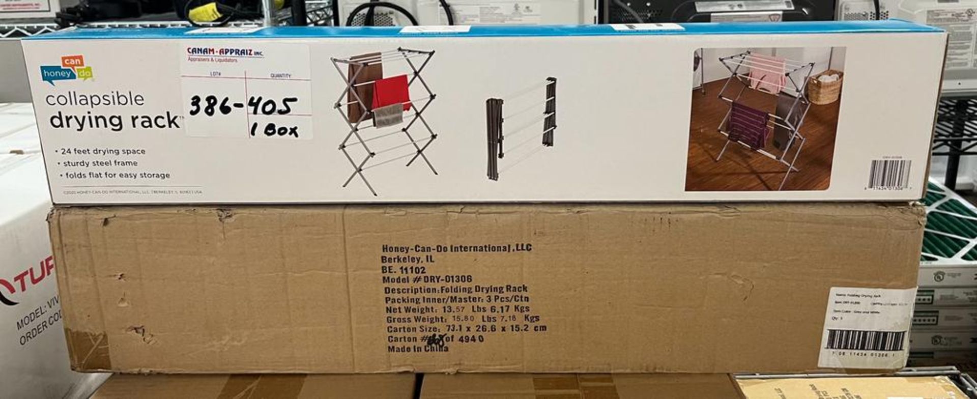 HoneyCanDo - 24 Ft Collapsible Drying Rack - Mo#: DRY-01306 - Quantity: 1 Box, 3pcs