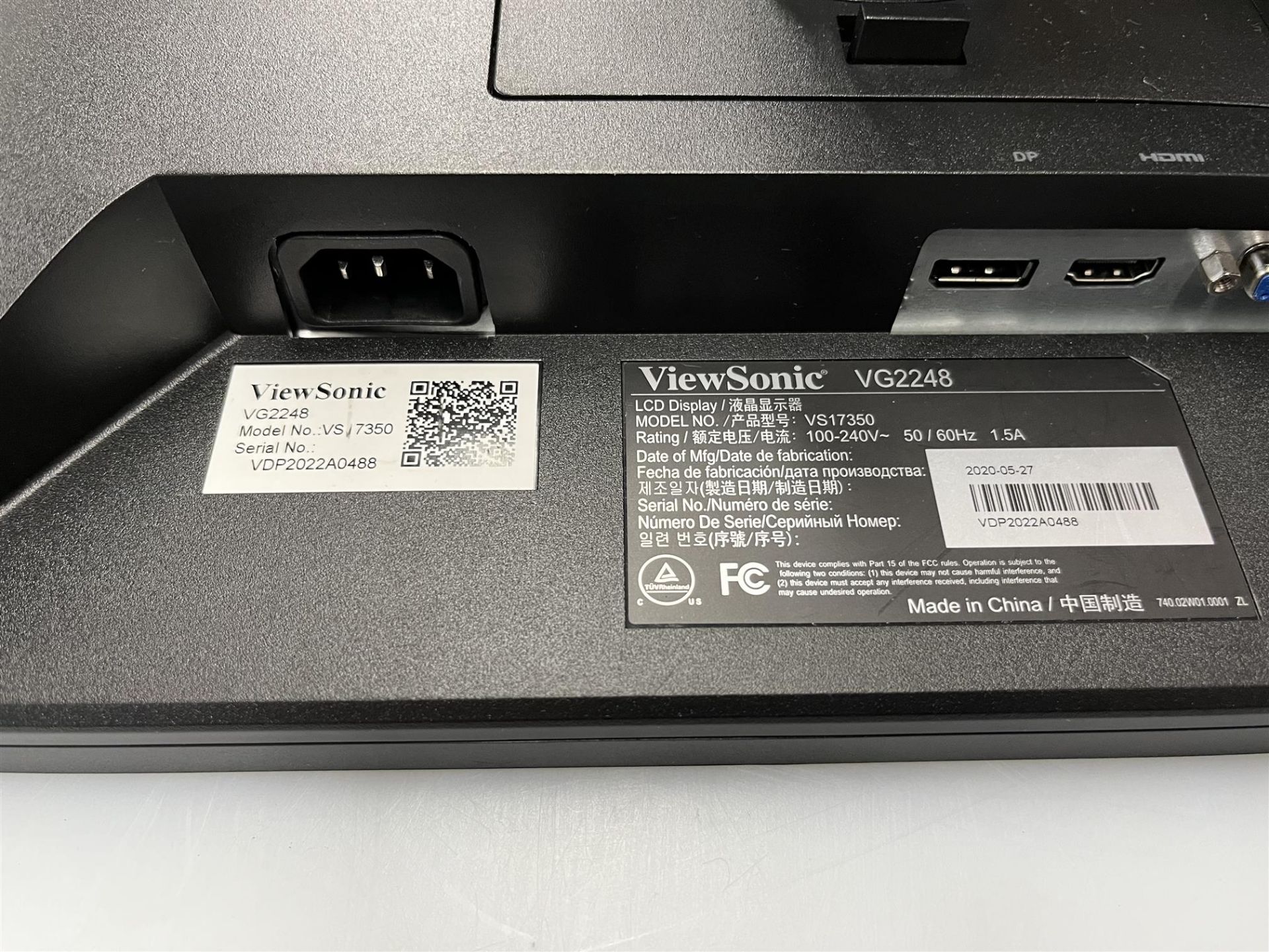 ViewSonic Monitor - Mo#: VG2248 - Image 2 of 2
