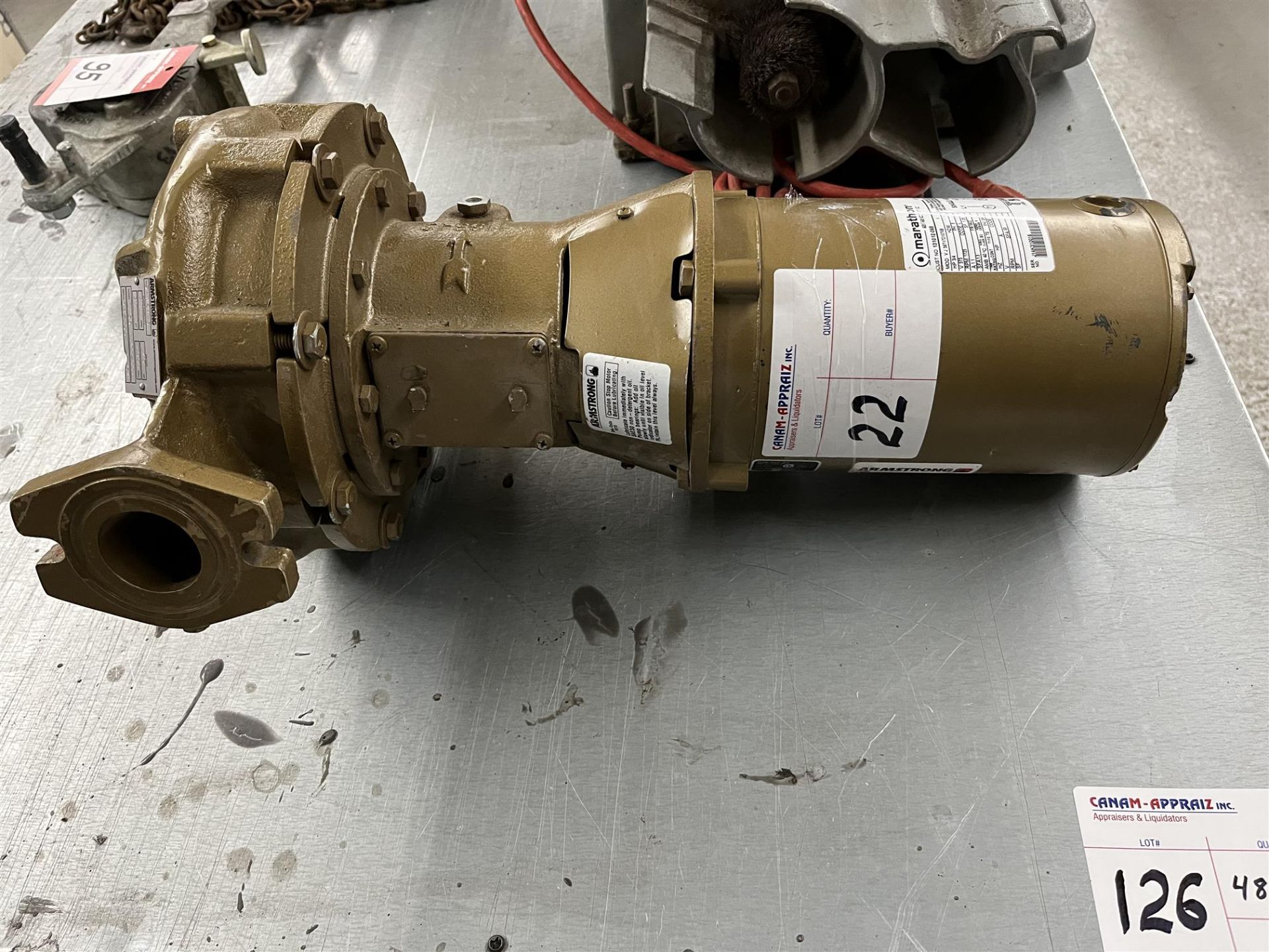 ARMSTRONG 1.5D 1060-001 CENTRIFUGAL PUMP, S/N: 735099, 30GPM, 30FT, .75 HP, 1800 RPM