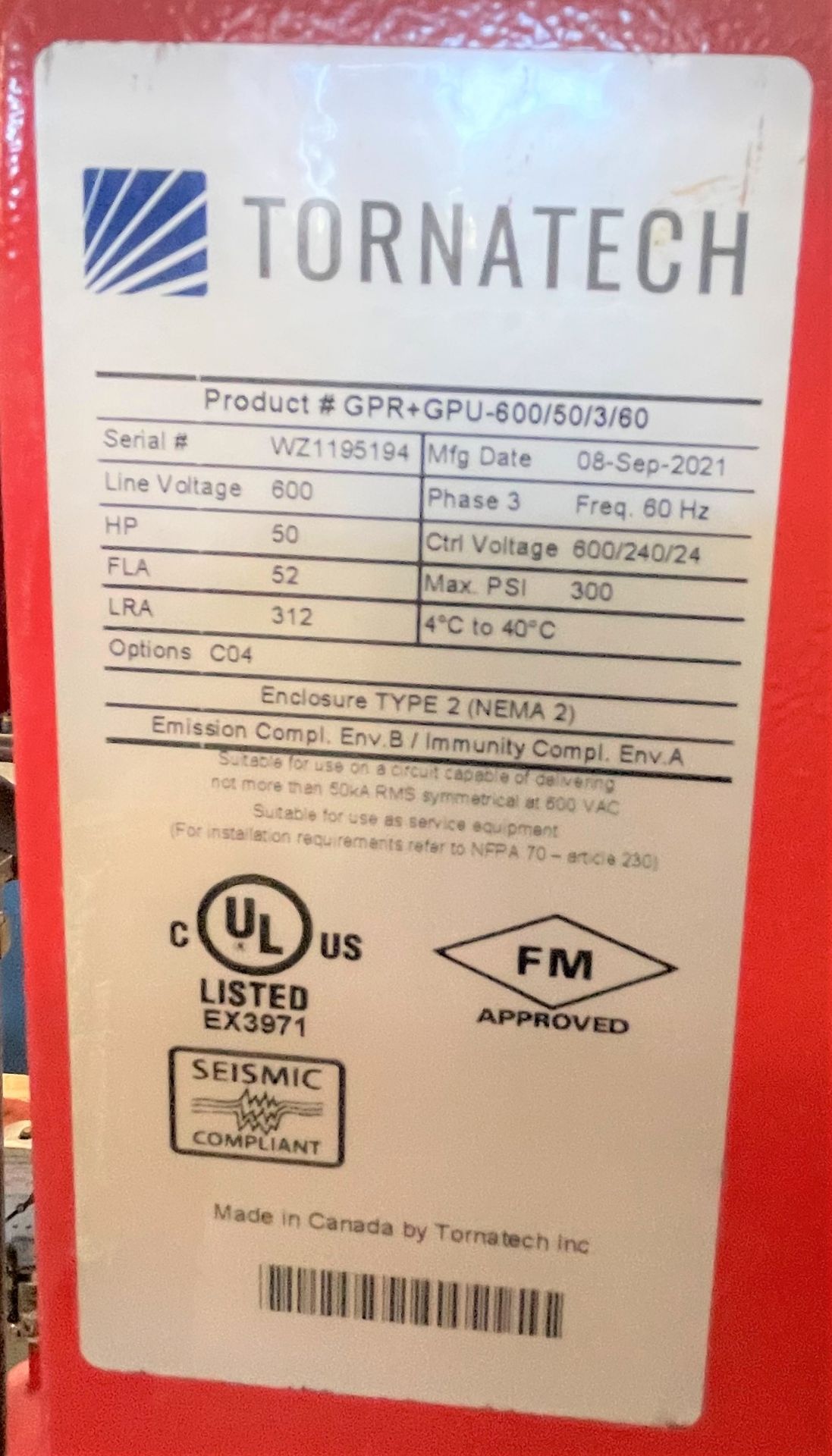 NEW (2021) ARMSTRONG VERTICAL IN-LINE FIRE PUMP, MODEL 43PF, 5 X 5 X 8FM, 181 MAX PSI W/50HP - Image 4 of 12