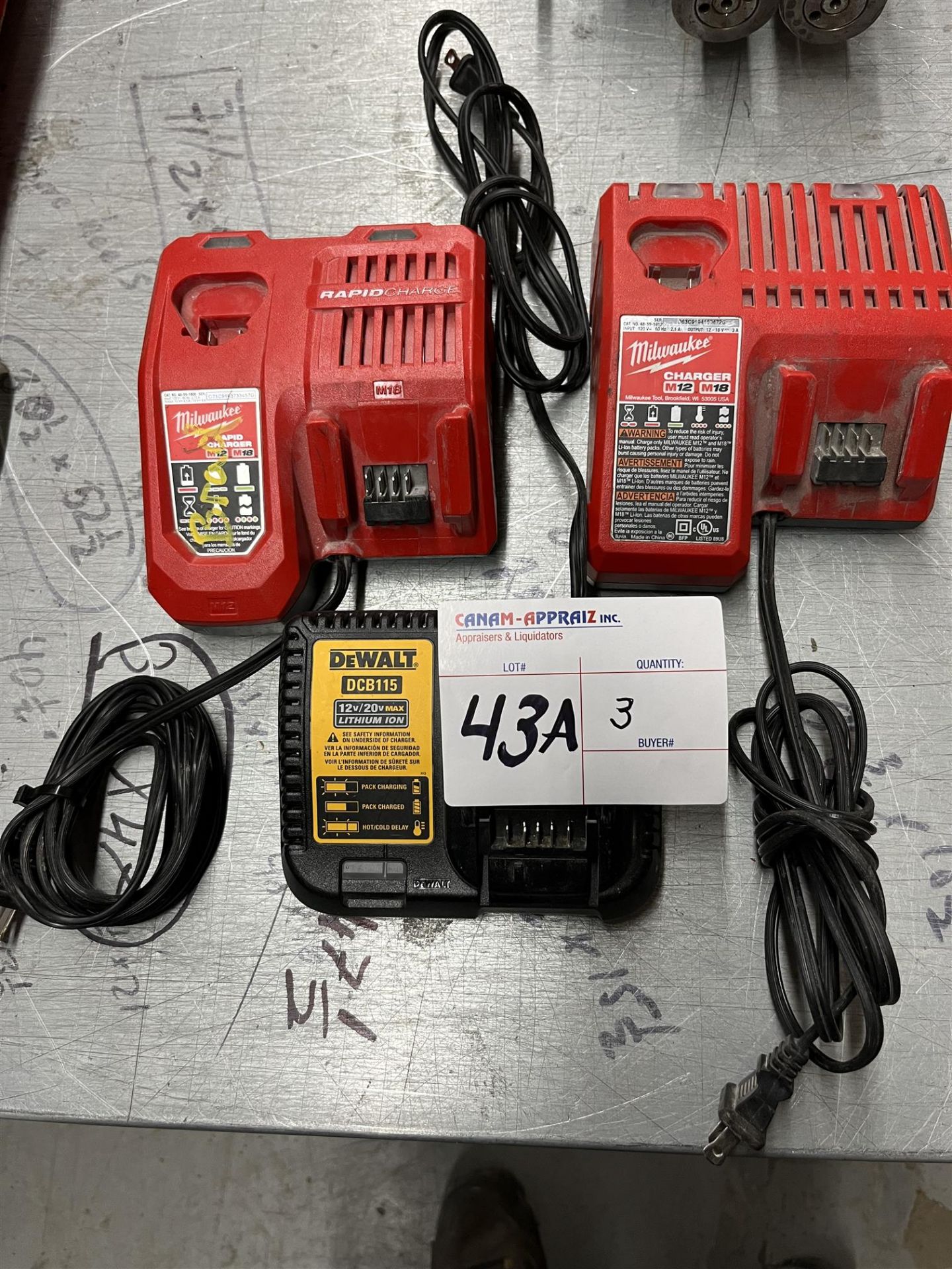 LOT OF DRILL BATTERY CHARGERS