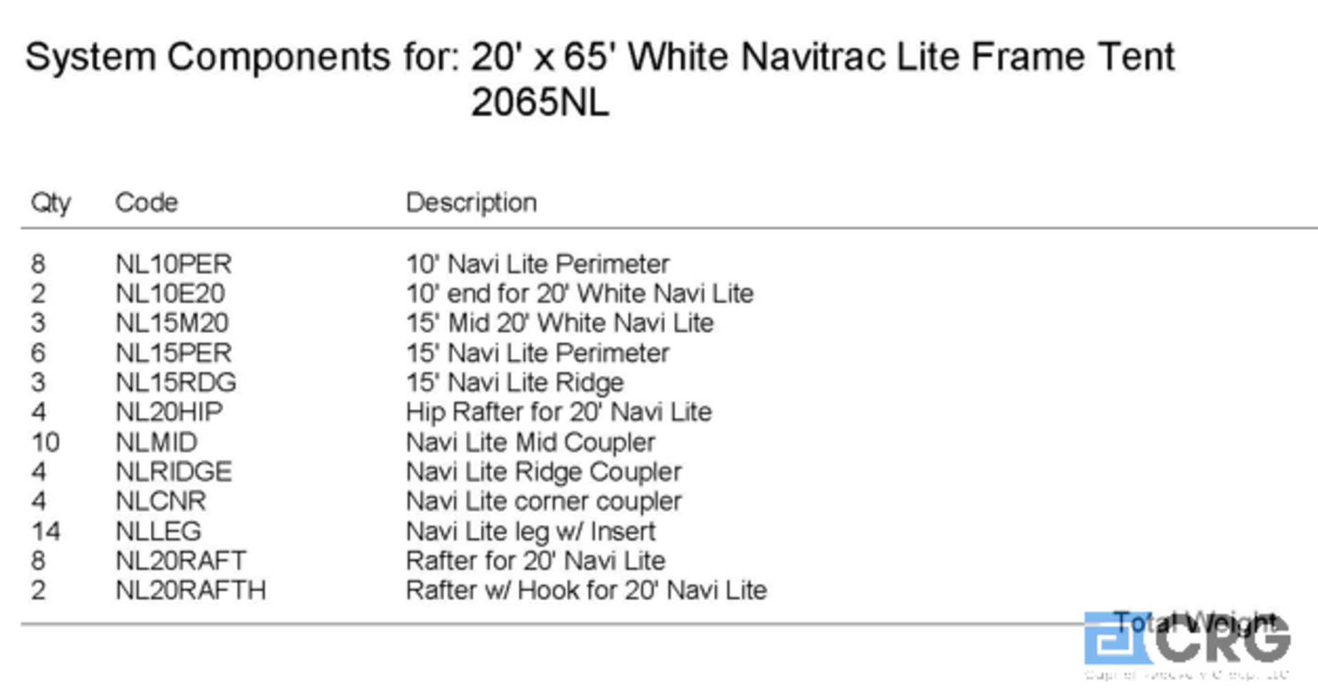 20x65 White Hip End Navitrac Lite Frame and Top, 2-10' Ends, 3-15' Mids - Image 3 of 3