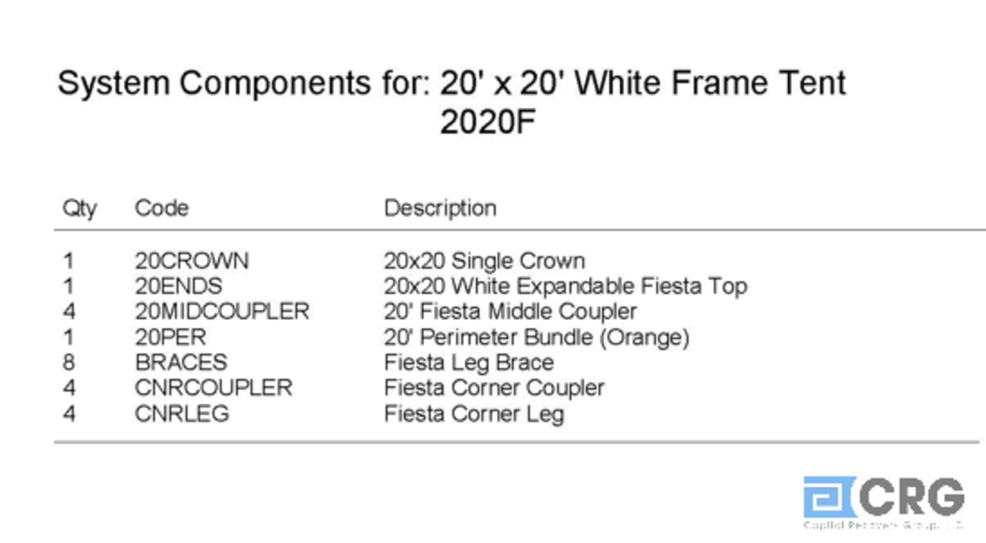 20x20 Fiesta, Complete Frame and Expandable White Top - Image 3 of 3