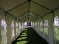 9x40 Fiesta Marquee. Complete Frame and Expandable White Aztec Top