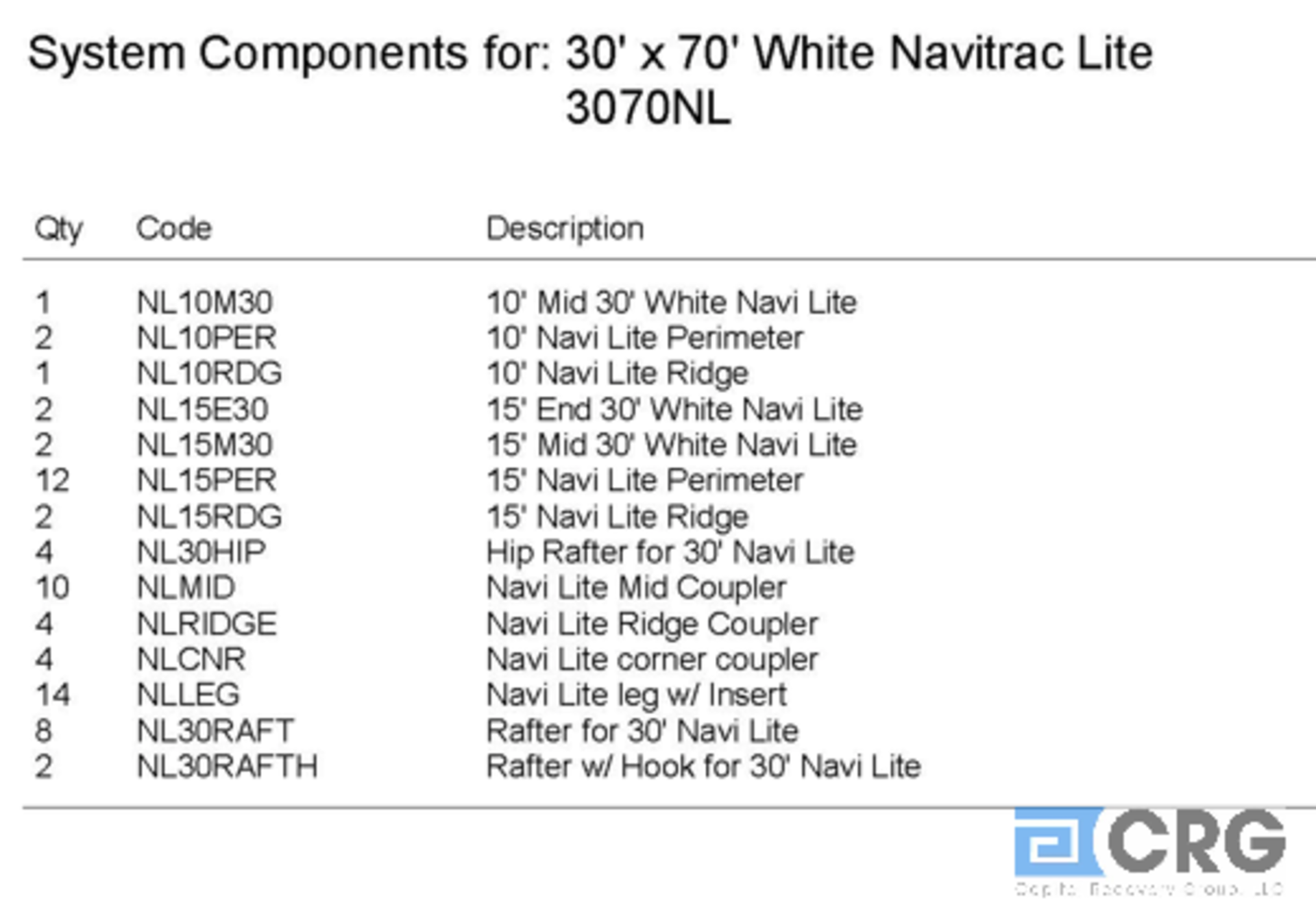 30x70 White Hip End Navitrac Lite Frame and Top, 2-15' ends, 2-15' mids, 1-10' mid. - Image 3 of 4