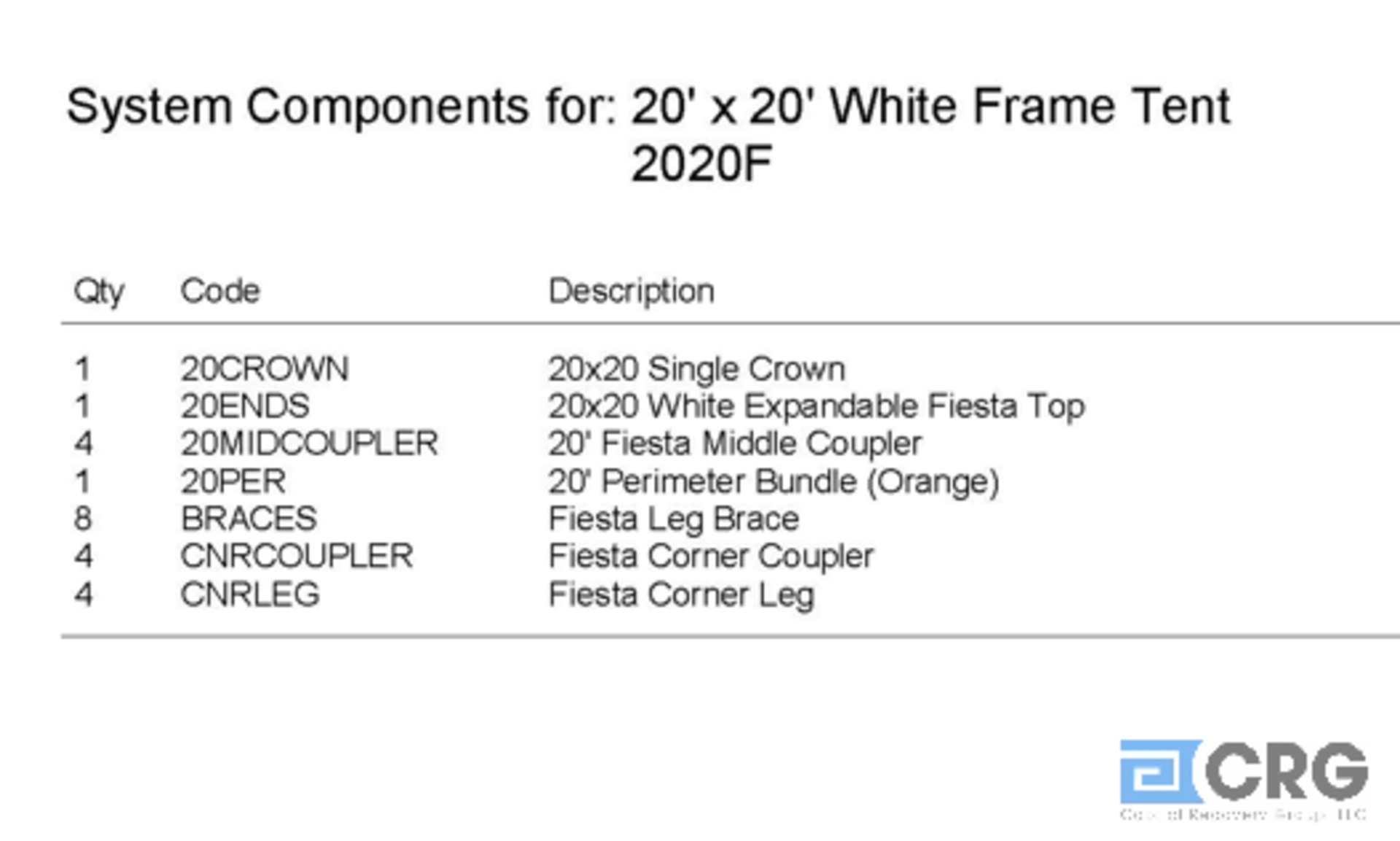 20x20 Fiesta, Complete Frame and Expandable White Top - Image 3 of 3