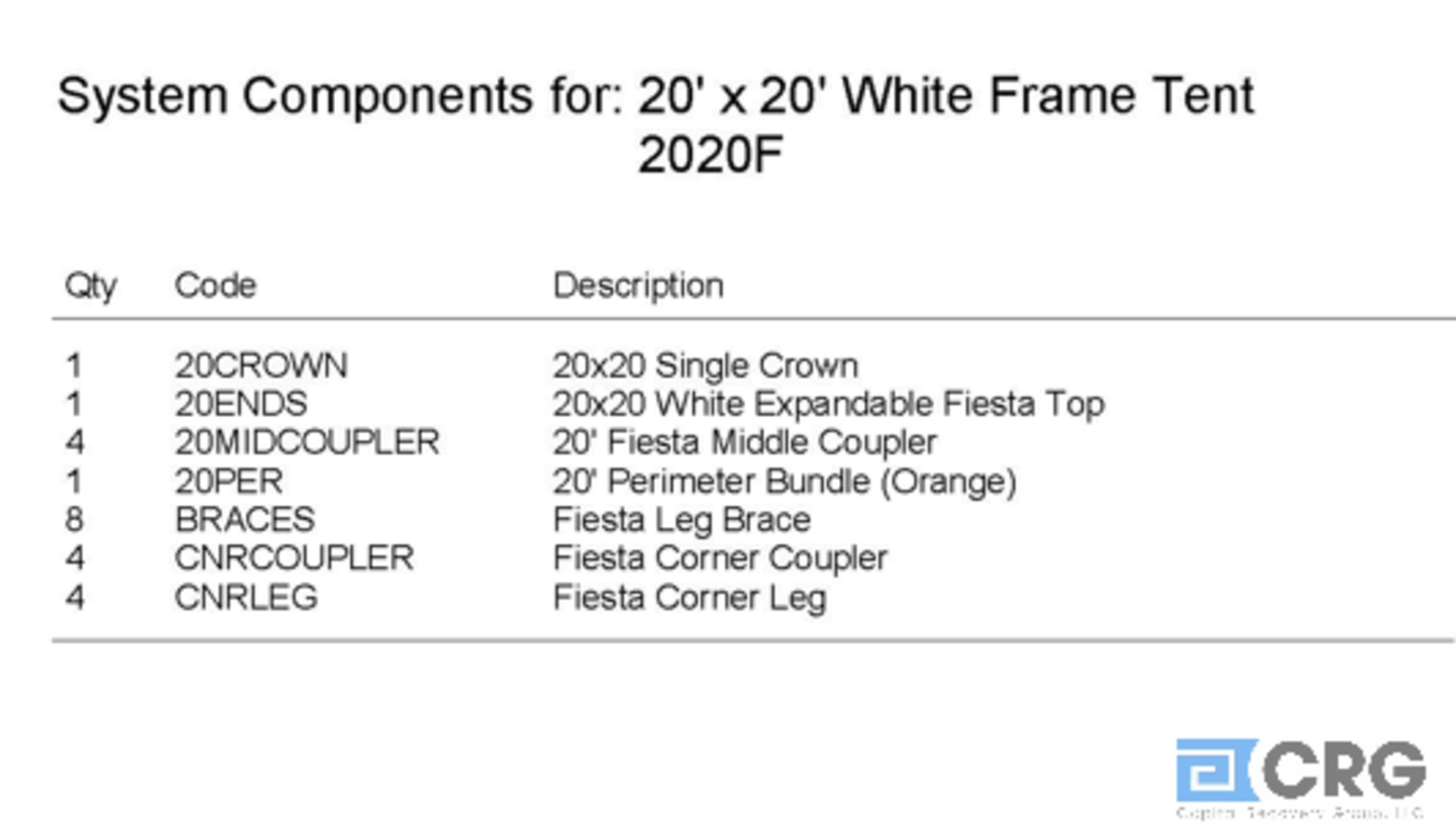 20x20 Fiesta, Complete Frame and Expandable White Top - Image 3 of 3