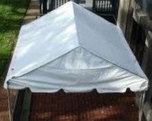 Lot of (2) 9x10 Fiesta Marquees. Complete Frame and Expandable White Aztec Top