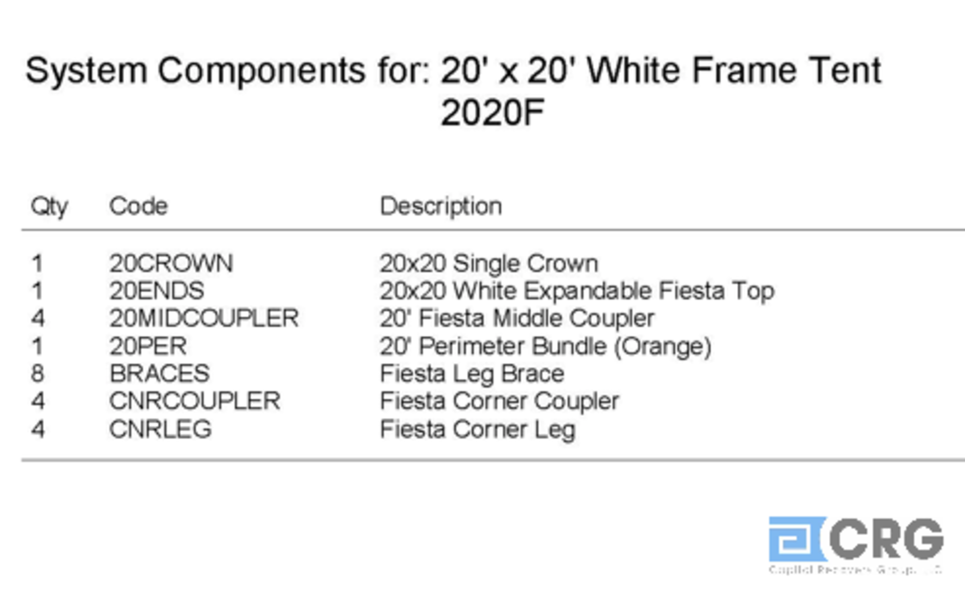 20x20 Fiesta, Complete Frame and Expandable White Top - Image 3 of 3