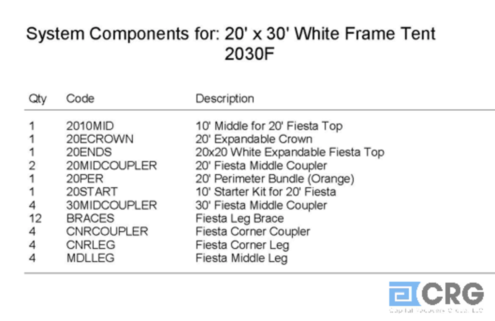 20x30 Fiesta, Complete Frame and Expandable White Top - Image 4 of 4