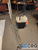 Lot of (12) 5' and 10' White Tent Flags with 3' Tall Metal Mast