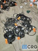 Lot of (5) 50' Black String of Service Lighting. 5 Lights Covered by Cage