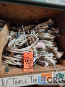 Lot of (12) 10' Long 12 Gauge White Extension Cords w/Triple Tap Outlet,