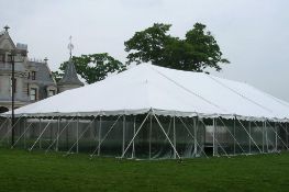 50X80 White Anchor Party Pole Tent, Top Only. Grade B. 2-25' ends, 1-30' mid