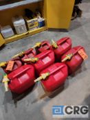 Lot of (9) gas cans, Six 5 Gallon and Three 2 1/2 Gallon