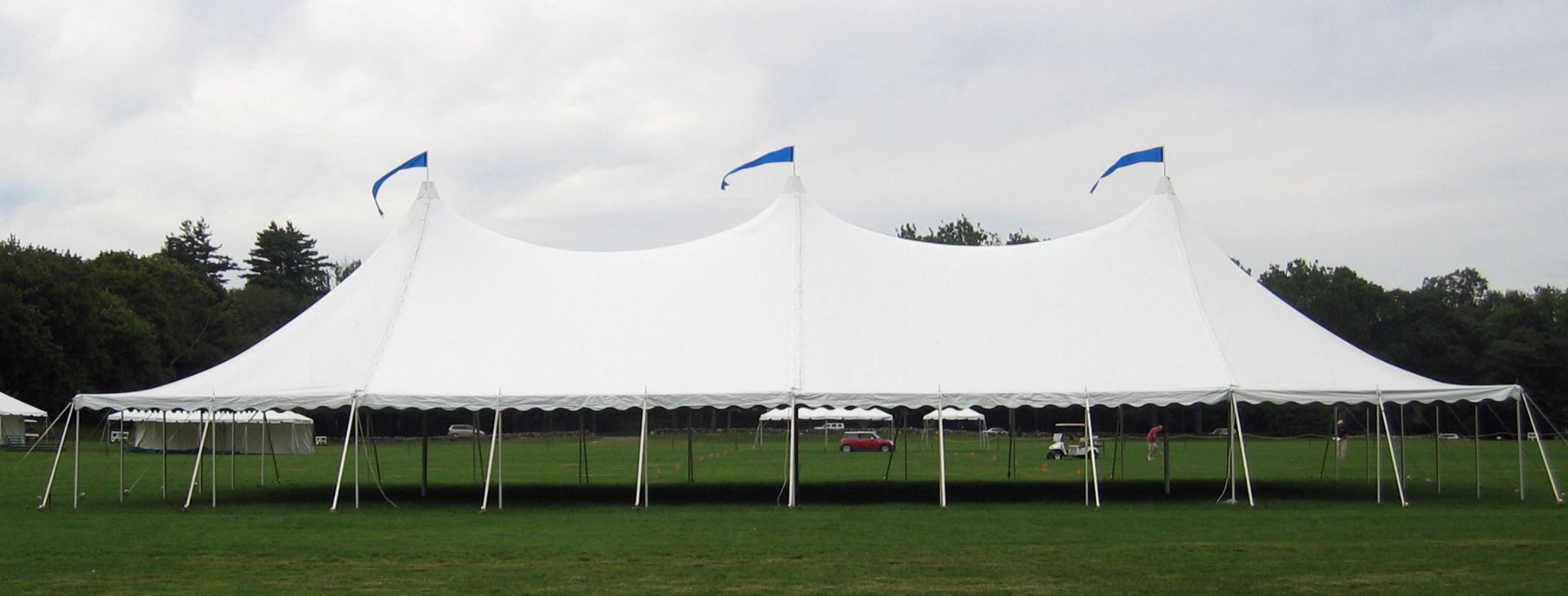 50x110 White Century Top, Top Only. Grade B. 2-20' ends, 1-30' mid, 2-20' mids.