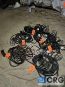 Lot of (6) 50' Black String of Service Lighting. 5 Lights Covered by Cage
