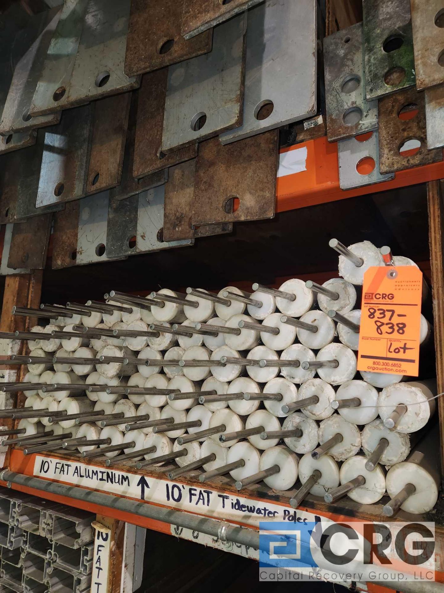 Lot of (35) 10' Tall, 2 1/2" Aluminum Side Poles, Schedule 40 w/Pin 2 7/8" OD