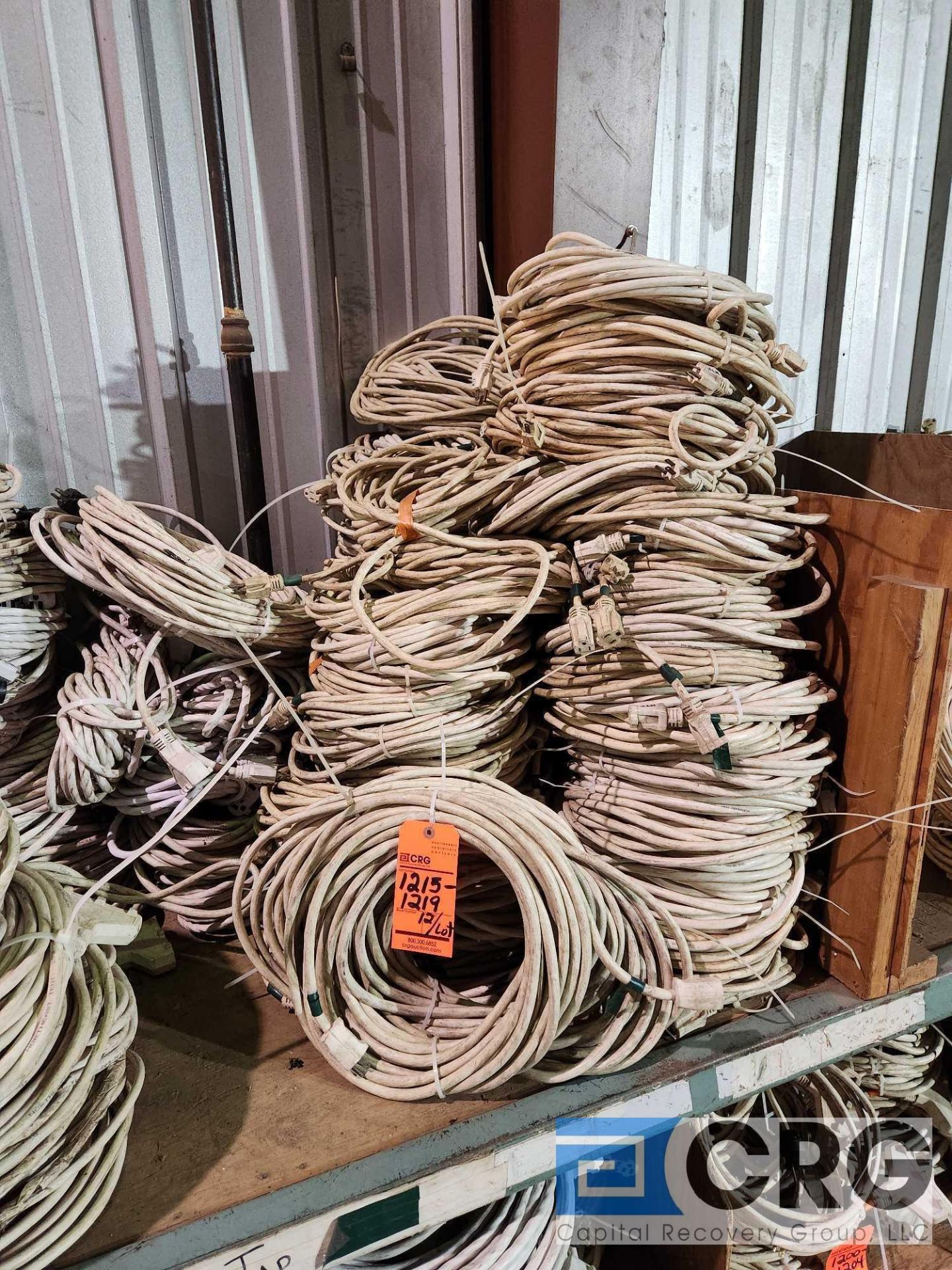 Lot of (12) 50' Long 12 Gauge White Extension Cords w/SINGLE Tap Outlet