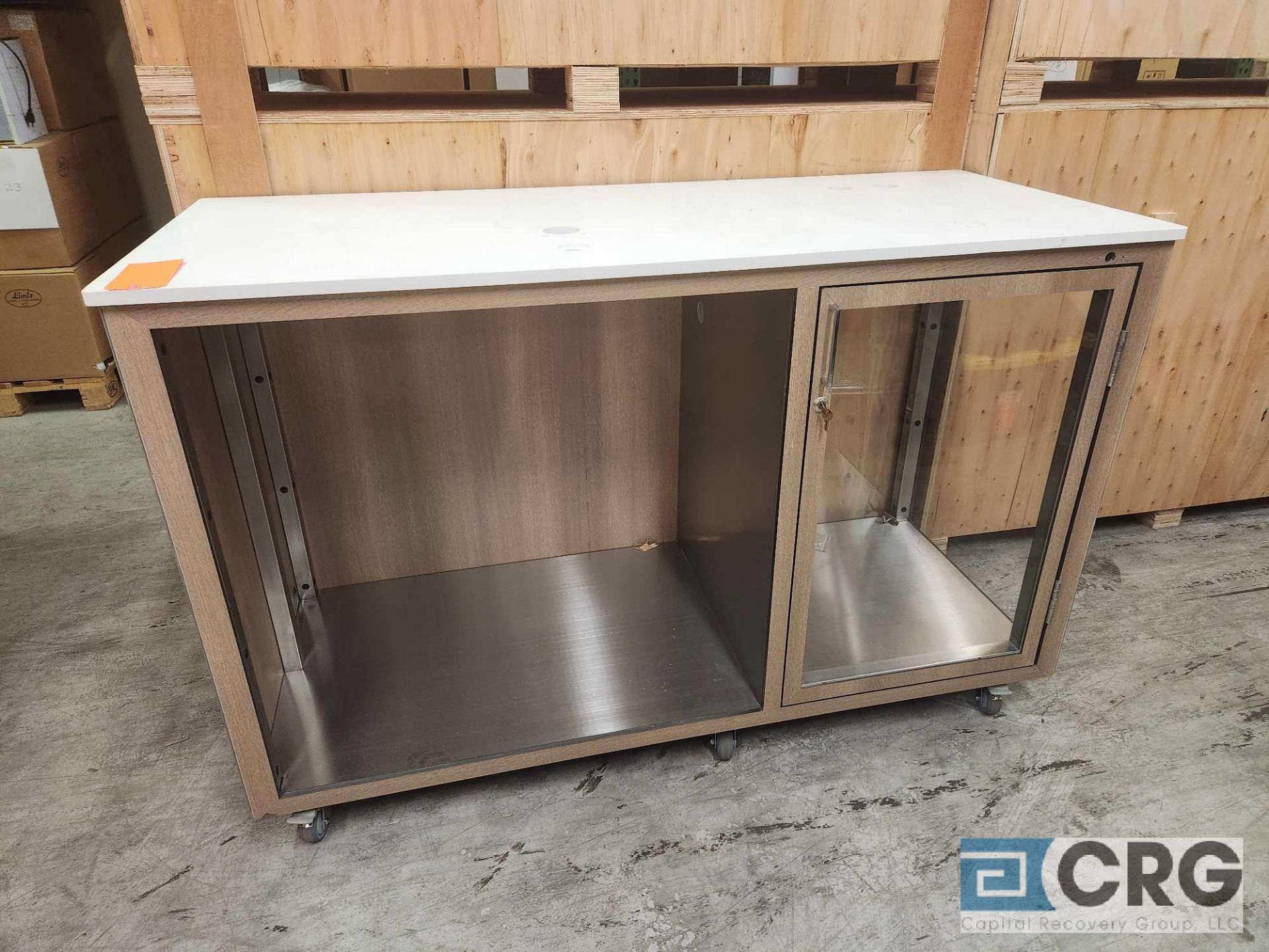 Ramler custom welded stainless steel framed portable bar serving stations