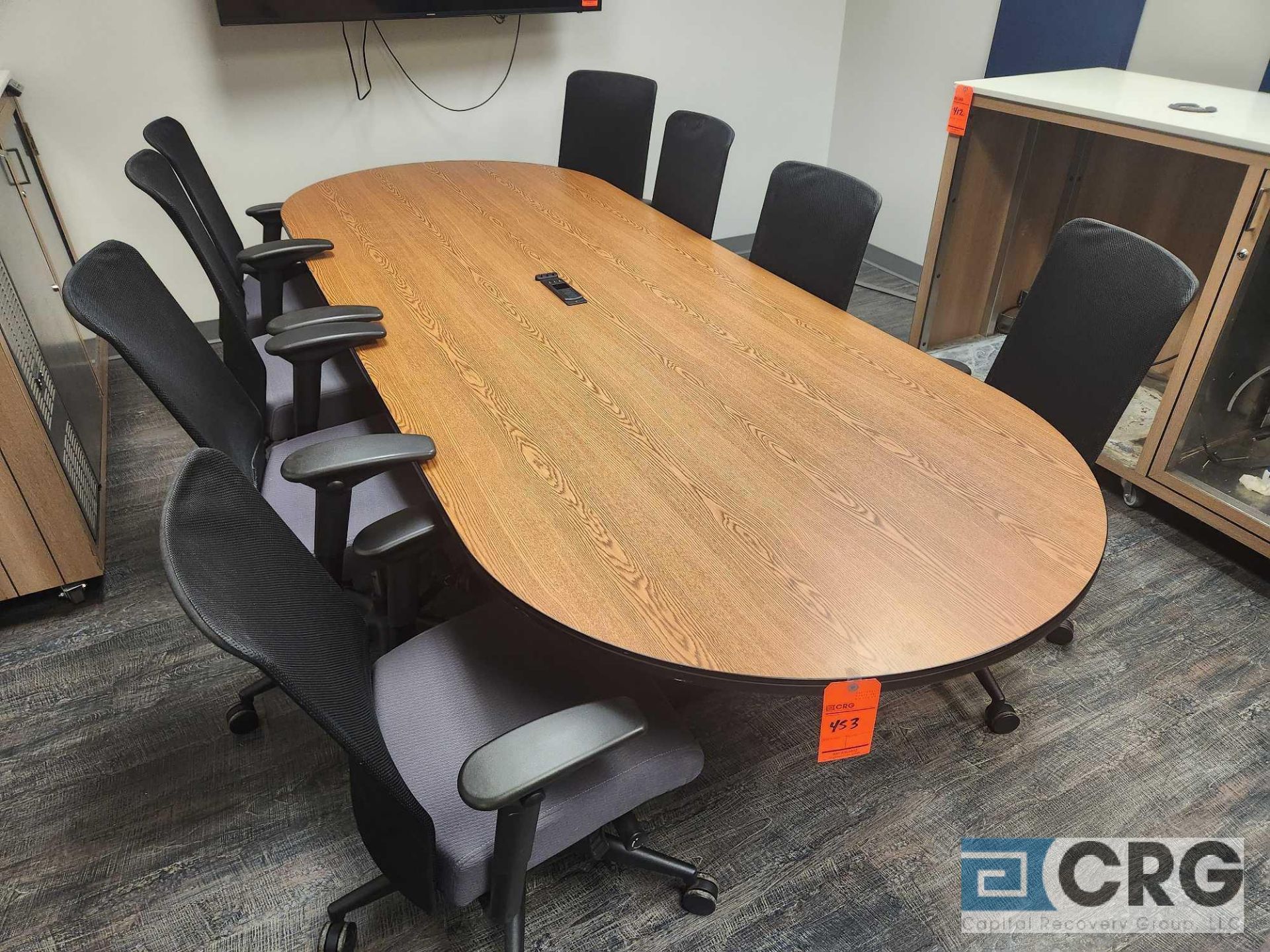 8 ft Wood Conference Table and Executive Chairs