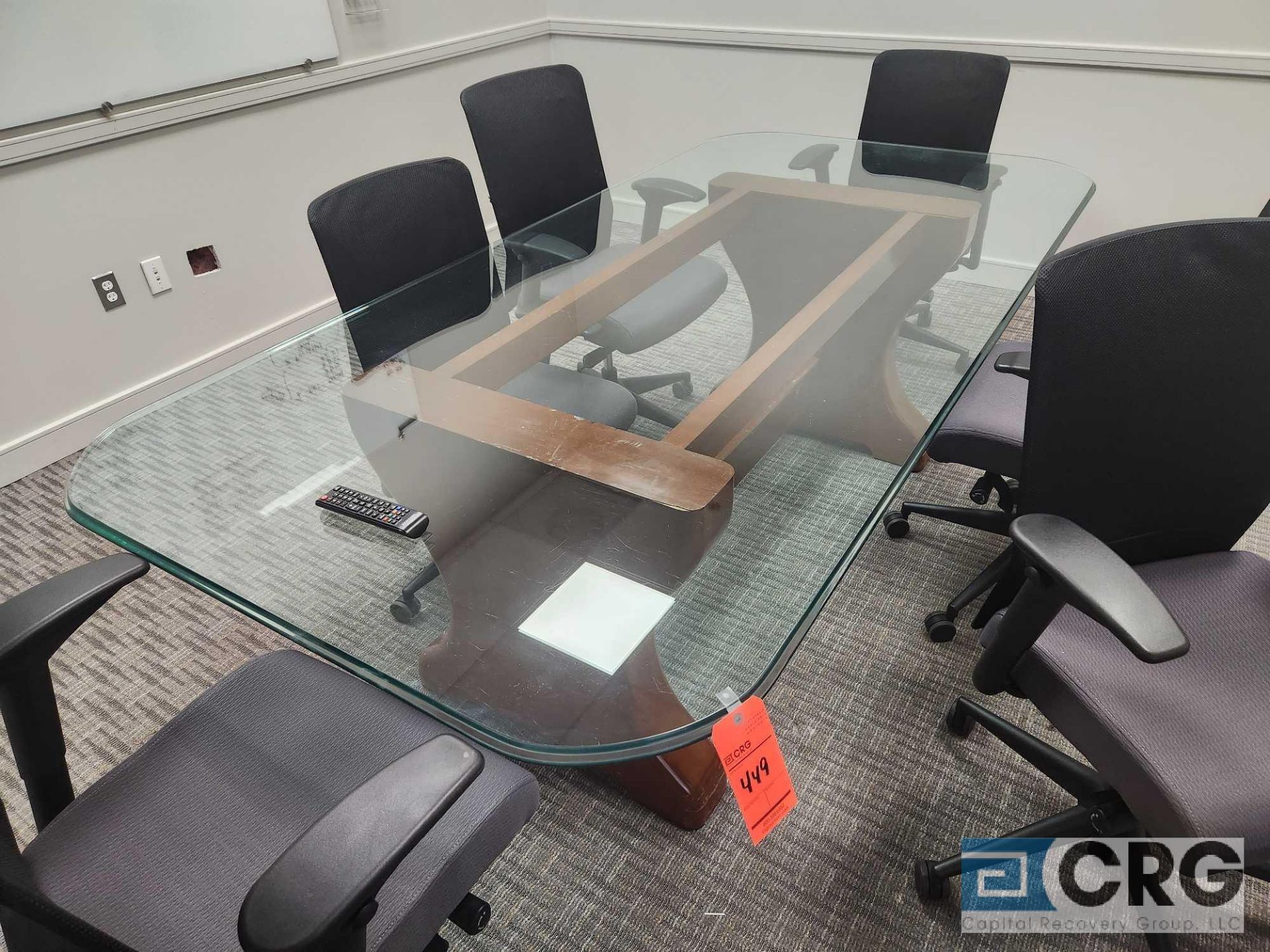 Glass Top Conference Table and High Back Chairs - Image 2 of 3