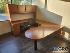 U-Shaped Wood Executive Desk with Over shelf and Chair