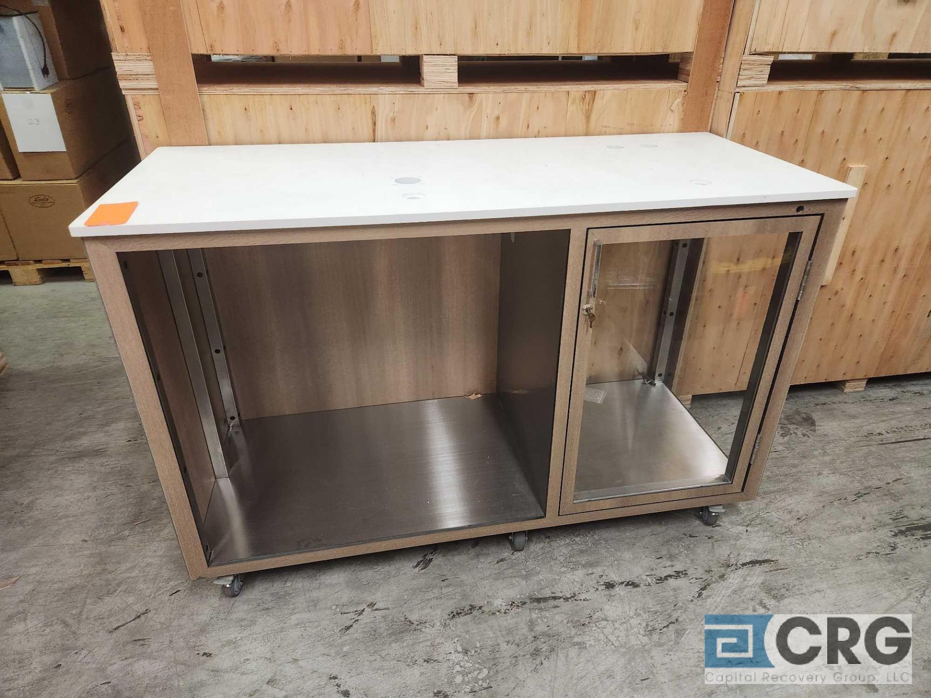 Ramler custom welded stainless steel framed portable bar serving stations