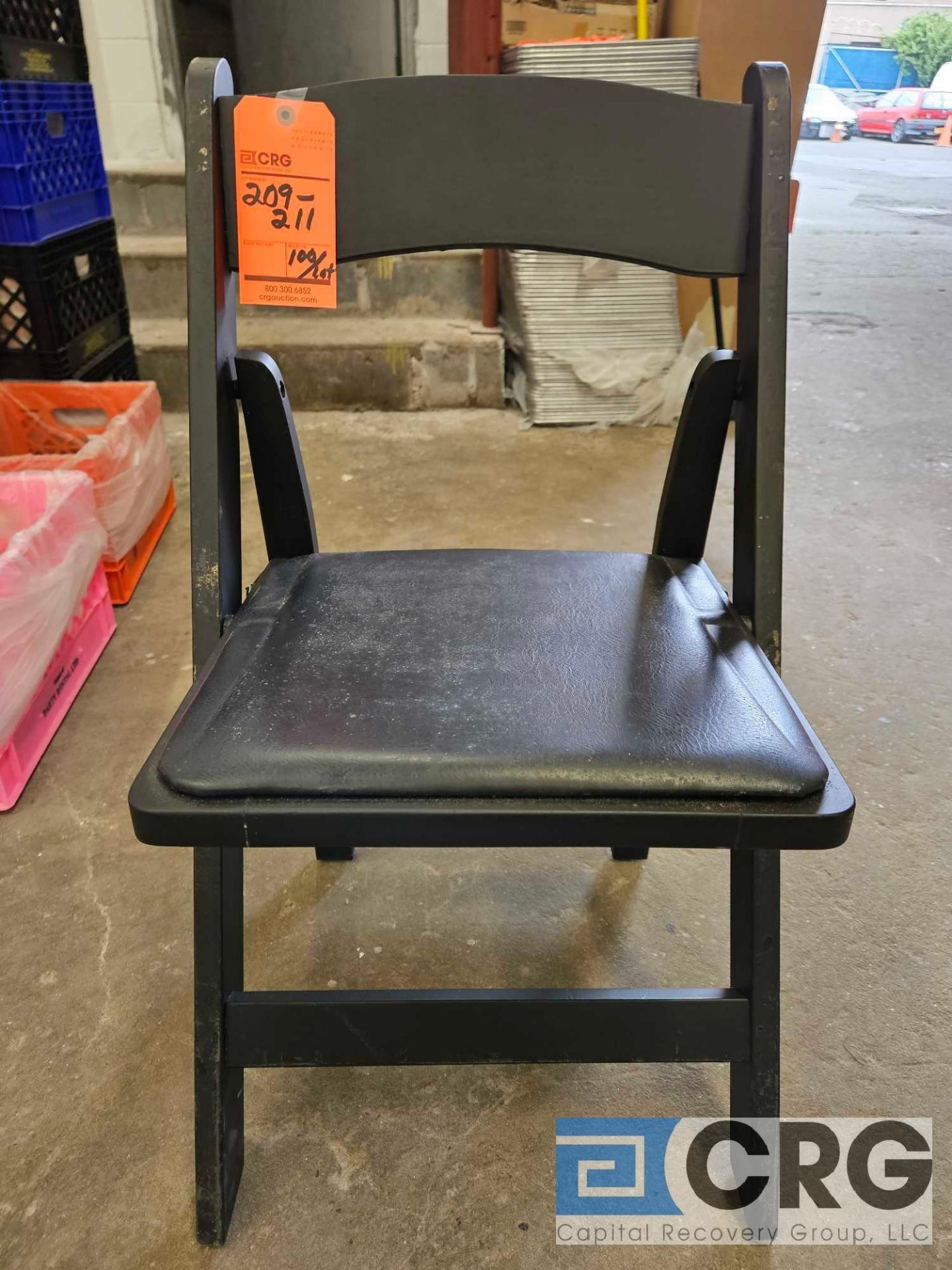 Black Wood Folding Chairs with Padded Seats