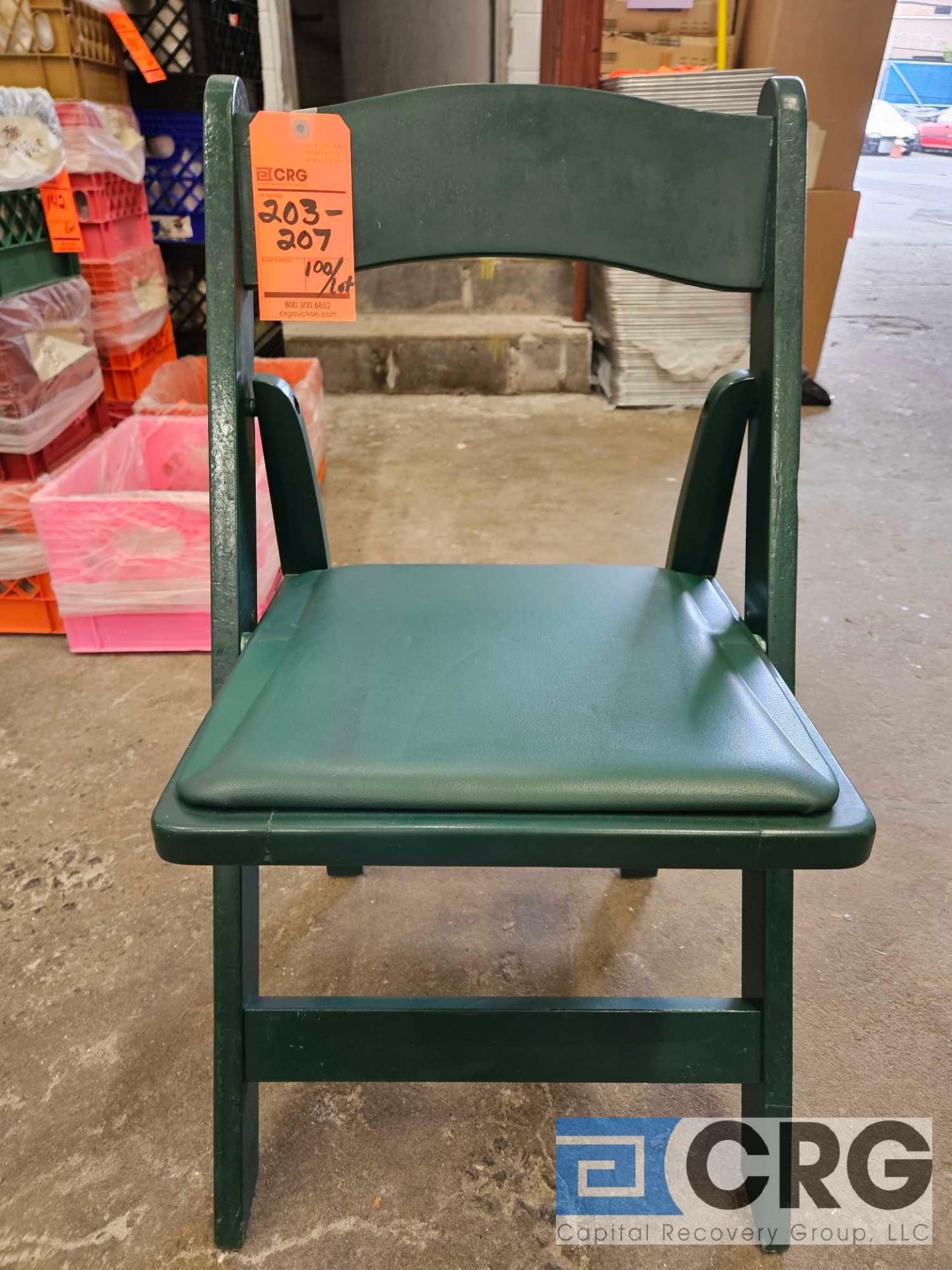 Green Wood Folding Chairs with Padded Seats