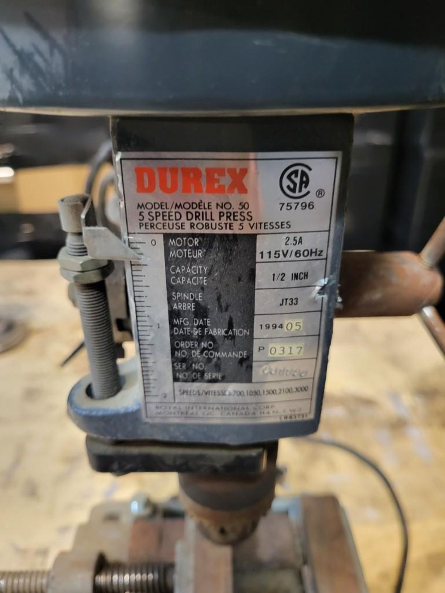 Durex Model 5 Speed 50 Drill Press - Image 2 of 5