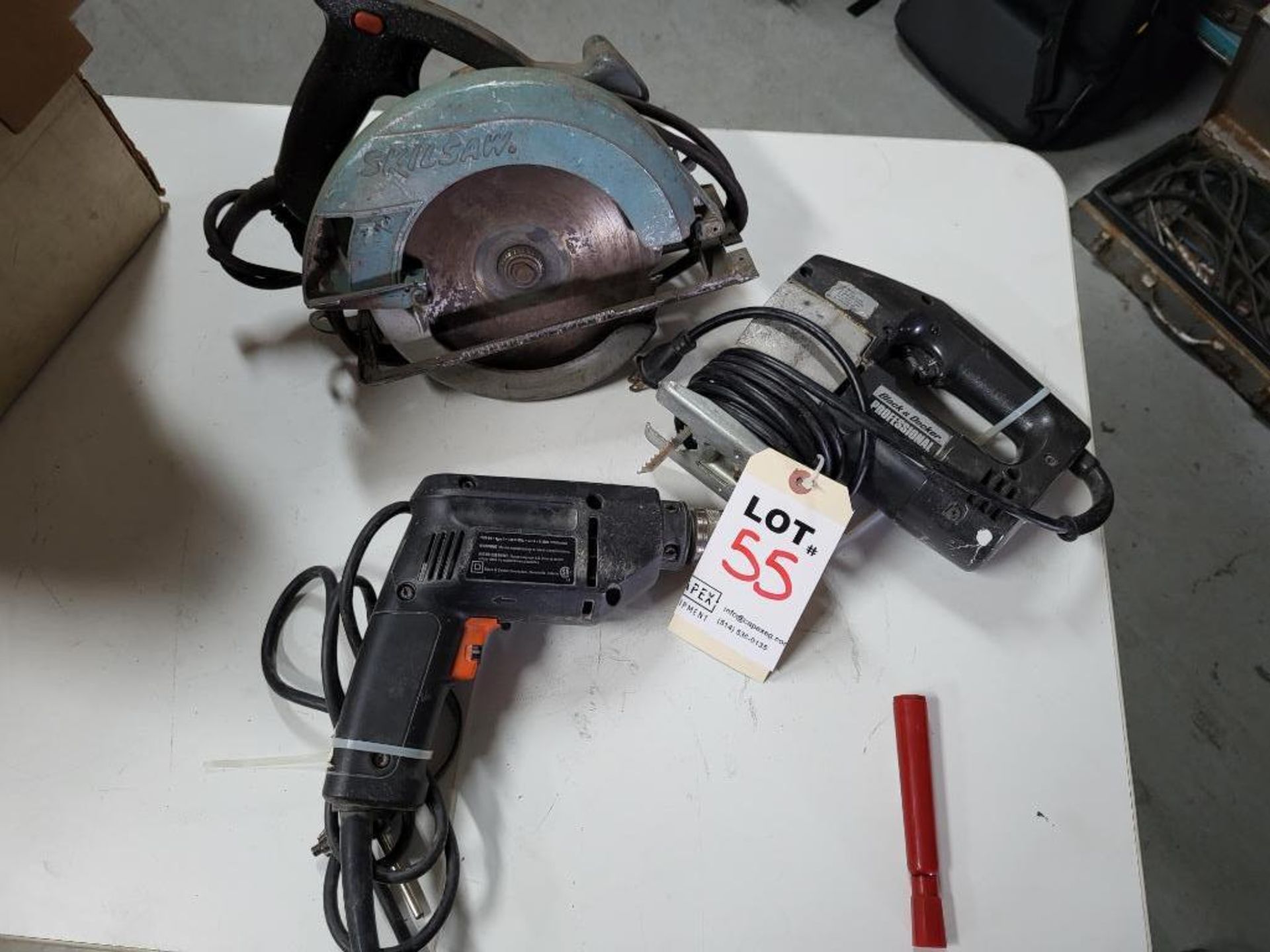 Lot Of 3 Power Tools Consisting 1 Jig Saw 1 Drill 1 Circular Saw 1 Power Planer