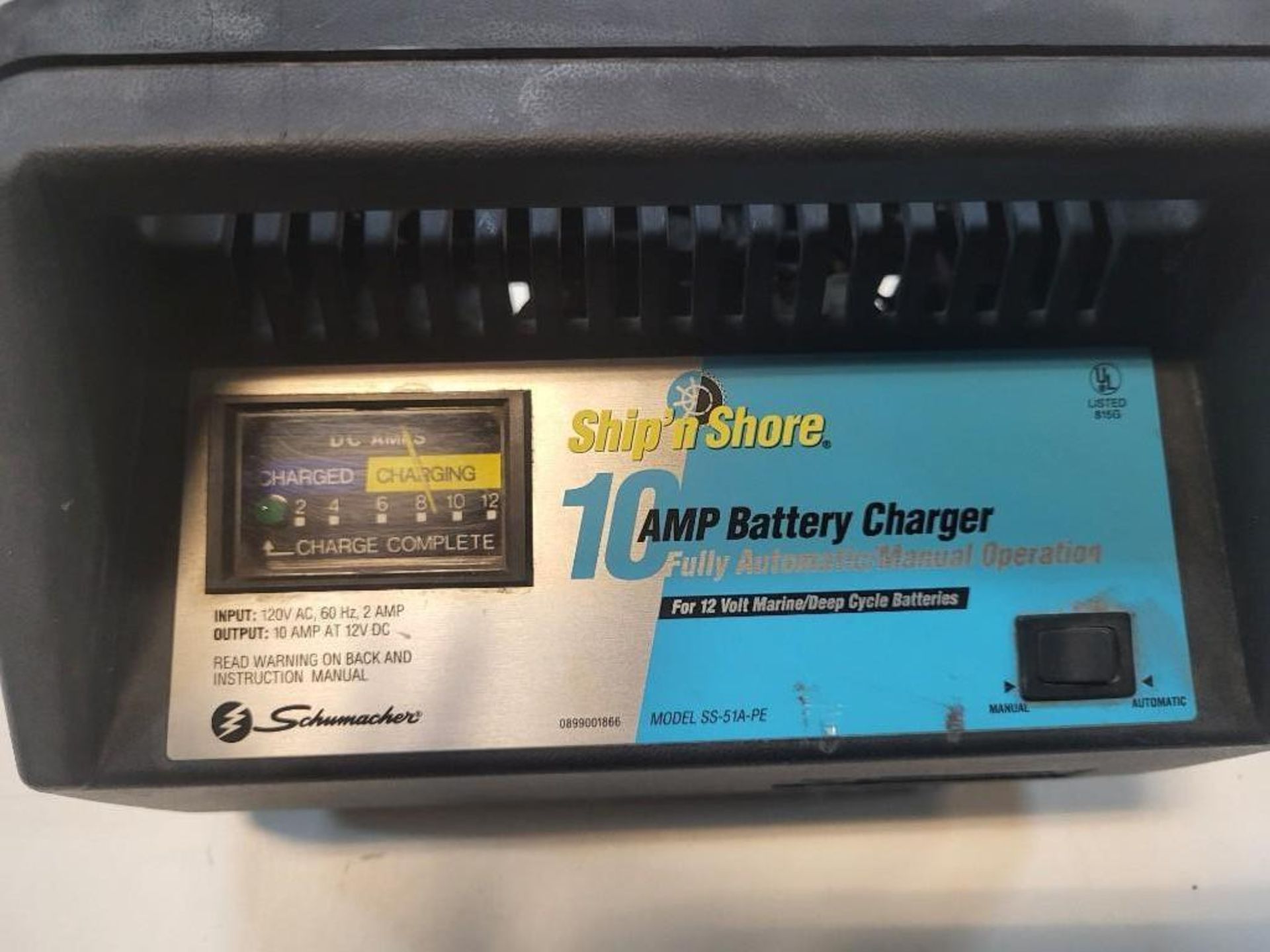 Schumacher 10 Amp 12 Volt Marine Ship 'N Shore Automatic Battery Charger M/N SS-51A-PE